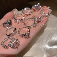 Wholesale Sweet Geometric Heart Shape Bow Knot Copper Plating Inlay Zircon Open Rings main image 5