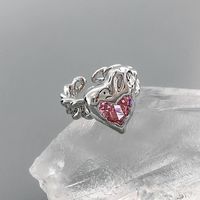 Wholesale Sweet Geometric Heart Shape Bow Knot Copper Plating Inlay Zircon Open Rings sku image 11