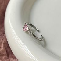 Wholesale Sweet Geometric Heart Shape Bow Knot Copper Plating Inlay Zircon Open Rings sku image 1