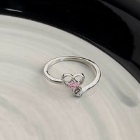 Wholesale Sweet Geometric Heart Shape Bow Knot Copper Plating Inlay Zircon Open Rings sku image 2