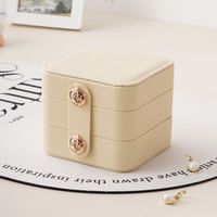 Elegant Solid Color Pu Leather Jewelry Boxes sku image 2