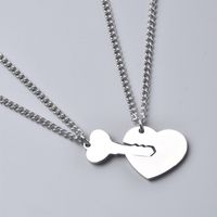 Titan Stahl IG-Stil Einfacher Stil Brief Herzform Schlüssel Halskette Mit Anhänger main image 5