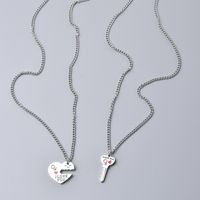 Titan Stahl IG-Stil Einfacher Stil Brief Herzform Schlüssel Halskette Mit Anhänger main image 3