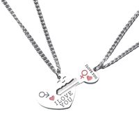 Titan Stahl IG-Stil Einfacher Stil Brief Herzform Schlüssel Halskette Mit Anhänger main image 2
