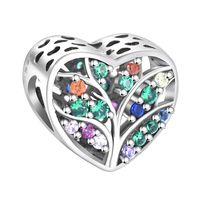 1 Piece 11 * 10mm Sterling Silver Rhinestones Tree Heart Shape Beads sku image 1