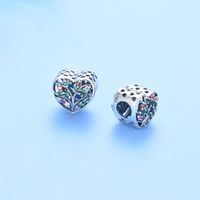 1 Pieza 11x10mm Plata Esterlina Diamantes De Imitación Árbol Forma De Corazón Rosario main image 1