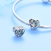 1 Pieza 11x10mm Plata Esterlina Diamantes De Imitación Árbol Forma De Corazón Rosario main image 4