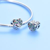 1 Piece 11 * 10mm Sterling Silver Rhinestones Tree Heart Shape Beads main image 3