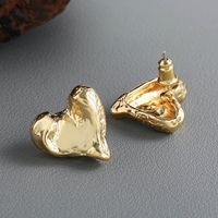 1 Pair Simple Style Heart Shape Copper Ear Studs main image 3