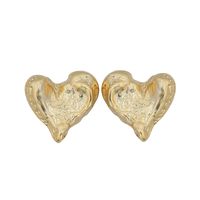 1 Pair Simple Style Heart Shape Copper Ear Studs sku image 1