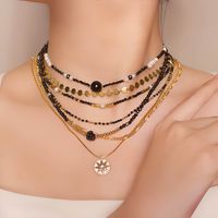 Retro Geometric Stainless Steel Natural Stone Copper Necklace In Bulk sku image 8