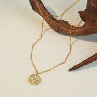 Retro Geometric Stainless Steel Natural Stone Copper Necklace In Bulk sku image 1