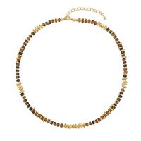 Retro Geometric Stainless Steel Natural Stone Copper Tiger Eye Necklace In Bulk sku image 5