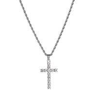 Titanium Steel IG Style Simple Style Cross Inlay Zircon Pendant Necklace sku image 1
