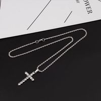 Titanium Steel IG Style Simple Style Cross Inlay Zircon Pendant Necklace main image 4