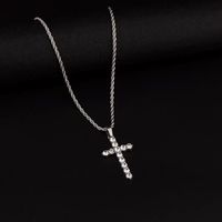 Titanium Steel IG Style Simple Style Cross Inlay Zircon Pendant Necklace main image 2