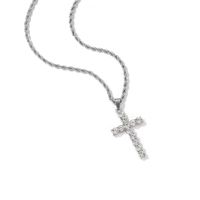 Titanium Steel IG Style Simple Style Cross Inlay Zircon Pendant Necklace main image 3