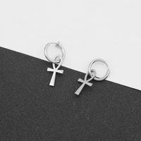 1 Piece Casual Simple Style Cross Polishing Stainless Steel Drop Earrings main image 4