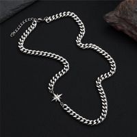 Titanium Steel Casual Simple Style Star Polishing Inlay Zircon Necklace sku image 1