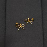 1 Pair IG Style Simple Style Bow Knot Plating Hollow Out Stainless Steel Drop Earrings main image 4