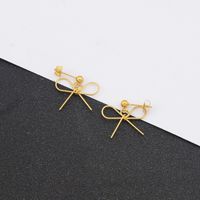 1 Pair IG Style Simple Style Bow Knot Plating Hollow Out Stainless Steel Drop Earrings main image 3