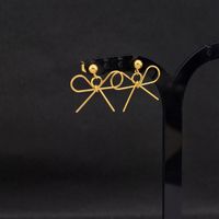 1 Pair IG Style Simple Style Bow Knot Plating Hollow Out Stainless Steel Drop Earrings main image 5
