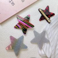 Women's Sweet Star Plaid Gradient Color Plastic Handmade Hair Claws main image 5