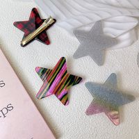 Women's Sweet Star Plaid Gradient Color Plastic Handmade Hair Claws main image 4