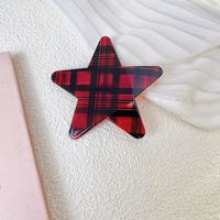 Women's Sweet Star Plaid Gradient Color Plastic Handmade Hair Claws sku image 7