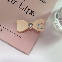 Women's Sweet Heart Shape Bow Knot Plastic Handmade Hair Clip sku image 2