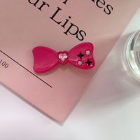 Women's Sweet Heart Shape Bow Knot Plastic Handmade Hair Clip sku image 1