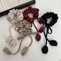 Frau Süss Einfacher Stil Einfarbig Blume Bogenknoten Tuch Haargummi main image 5