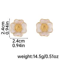 1 Pair Vacation Romantic Flower Enamel Copper 18K Gold Plated Ear Studs sku image 2