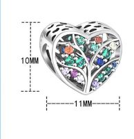 1 Piece 11 * 10mm Sterling Silver Rhinestones Tree Heart Shape Beads main image 2