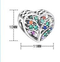 1 Pieza 11x10mm Plata Esterlina Diamantes De Imitación Árbol Forma De Corazón Rosario main image 2
