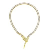 Copper Luxurious Shiny Snake Inlay Zircon Necklace main image 5