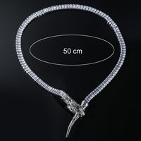 Copper Luxurious Shiny Snake Inlay Zircon Necklace main image 2
