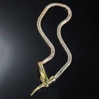 Copper Luxurious Shiny Snake Inlay Zircon Necklace main image 6