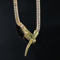 Copper Luxurious Shiny Snake Inlay Zircon Necklace main image 4