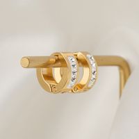 1 Pair Elegant Simple Style Geometric 304 Stainless Steel Zircon 18K Gold Plated Huggie Earrings main image 7