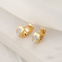 1 Pair Elegant Simple Style Geometric 304 Stainless Steel Zircon 18K Gold Plated Huggie Earrings main image 3