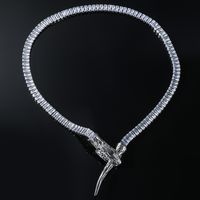Copper Luxurious Shiny Snake Inlay Zircon Necklace sku image 2