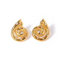 1 Pair IG Style Simple Style Spiral Inlay 316 Stainless Steel  Rhinestones 18K Gold Plated Ear Studs main image 6