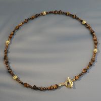Vintage-Stil Geometrisch Farbblock Tigerauge Kupfer Halskette In Masse main image 3