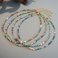 Vacation Geometric Color Block Natural Stone Freshwater Pearl Copper Necklace In Bulk main image 1