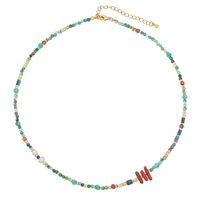 Vacation Geometric Color Block Natural Stone Freshwater Pearl Copper Necklace In Bulk sku image 5