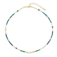Vacation Geometric Color Block Natural Stone Freshwater Pearl Copper Necklace In Bulk sku image 4