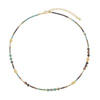 Retro Geometric Color Block Stainless Steel Natural Stone Turquoise Necklace In Bulk sku image 1