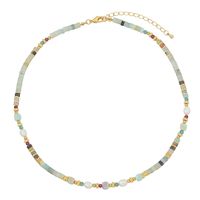 Retro Geometrisch Farbblock Malachit Süßwasserperle Kupfer Halskette In Masse sku image 1