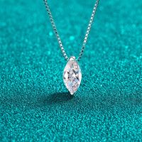 Sterling Silver Elegant Oval GRA Plating Inlay Moissanite Zircon Pendant Necklace sku image 2